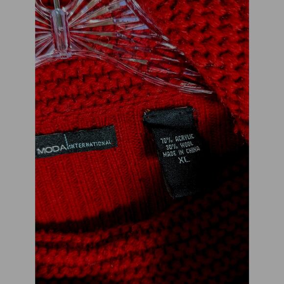 Moda International Cowl kneck sweater snowflake pattern knit wool blend Sz XL - Picture 6 of 11